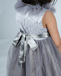 Faye Grey Ruffled Dress_Girls Party Dresses