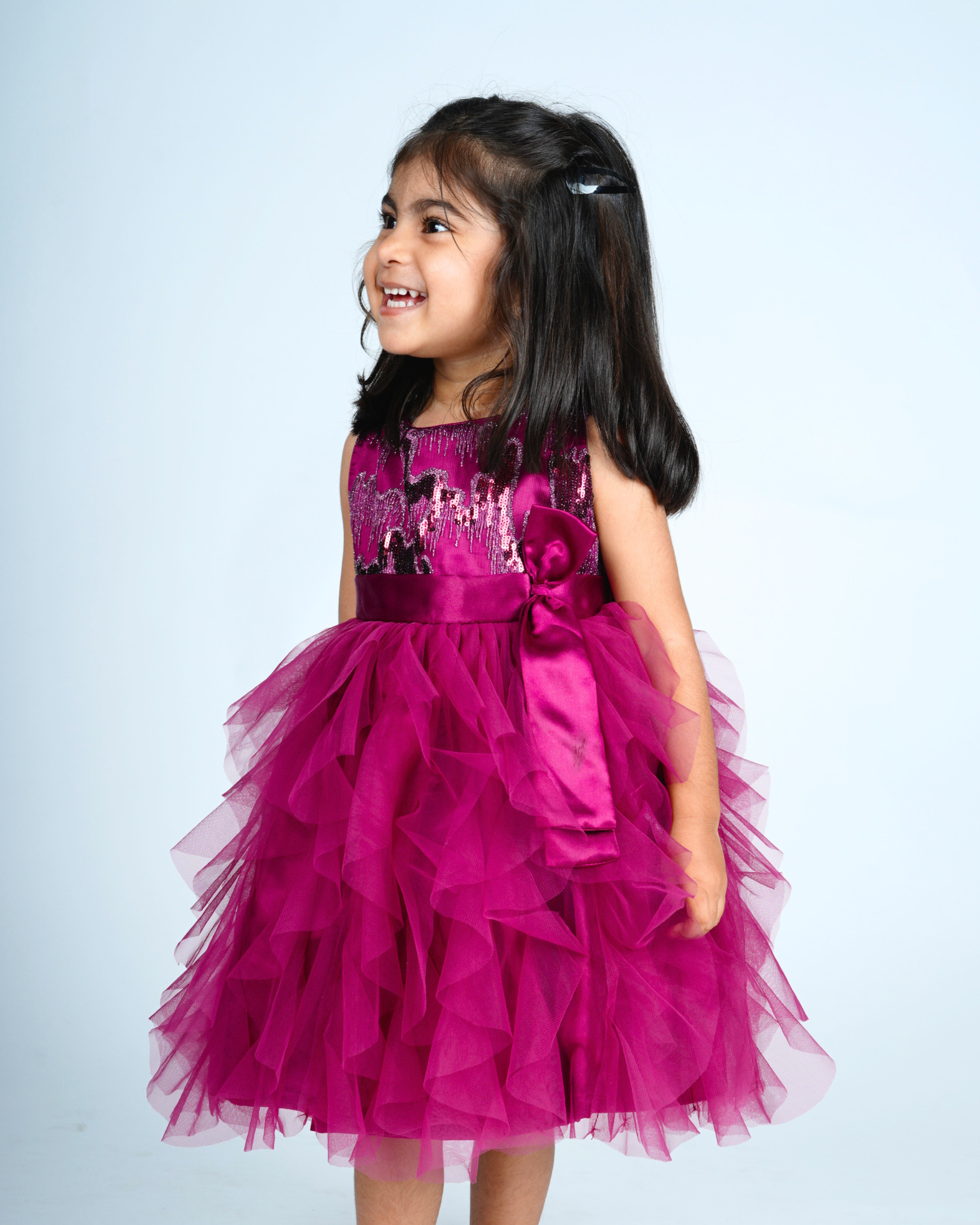 Faye Wine Waterfall Dress_Girls Dresses