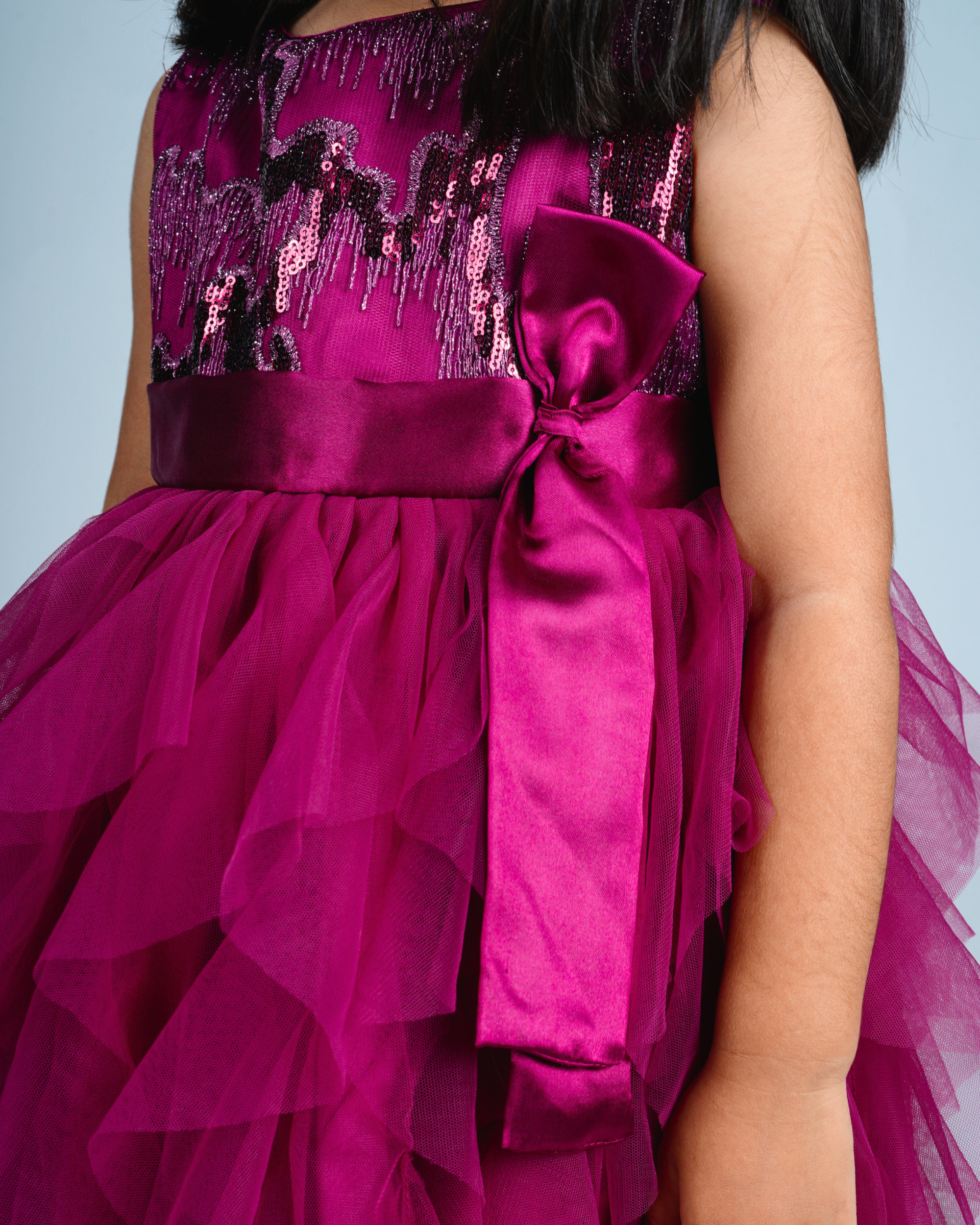 Faye Wine Waterfall Dress_Girls Dresses