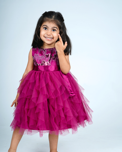 Faye Wine Waterfall Dress_Girls Dresses