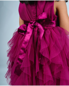 Faye Wine Waterfall Dress_Girls Dresses