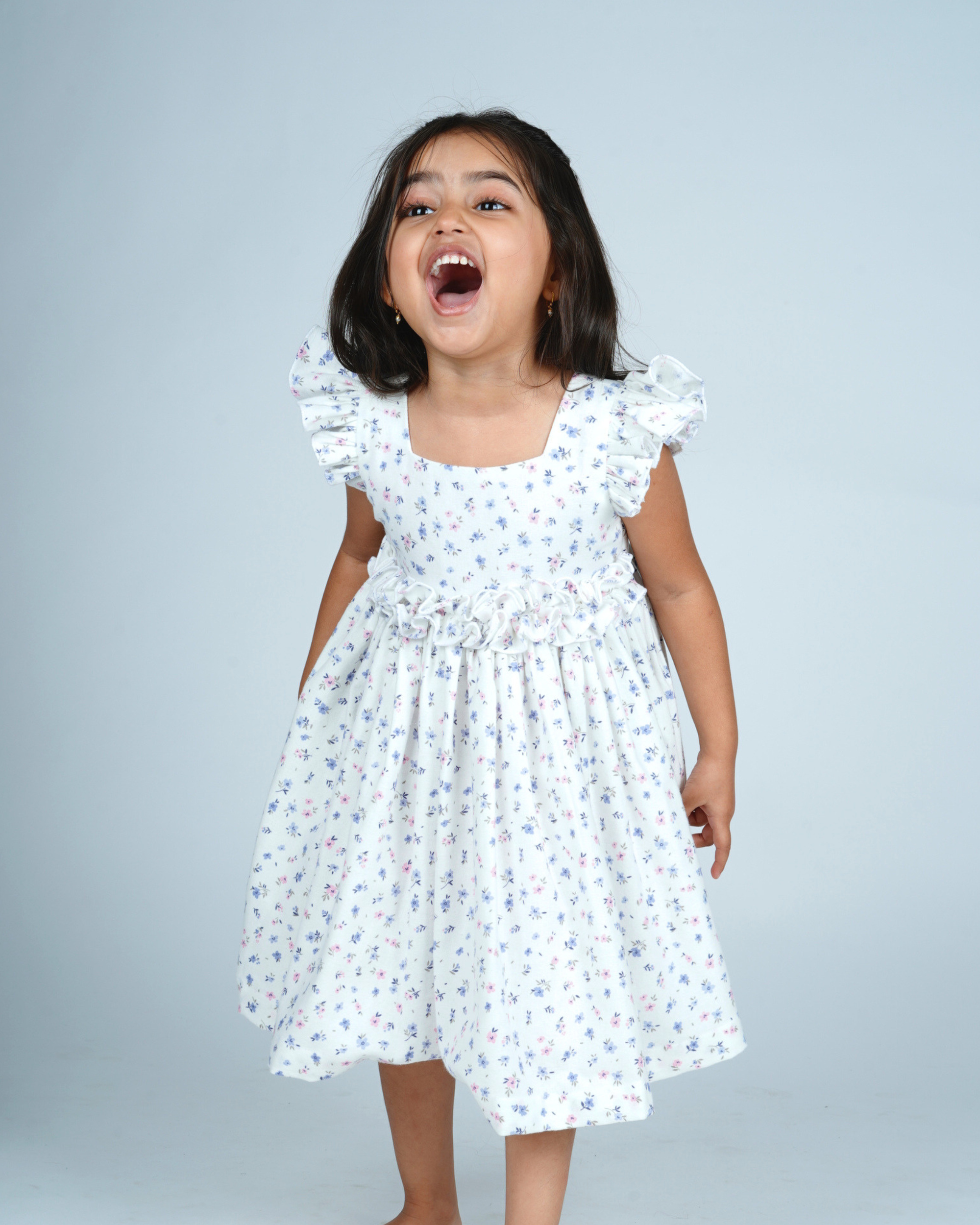 Faye Blue & Pink Print Frill Dress_Girls Casual Dresses