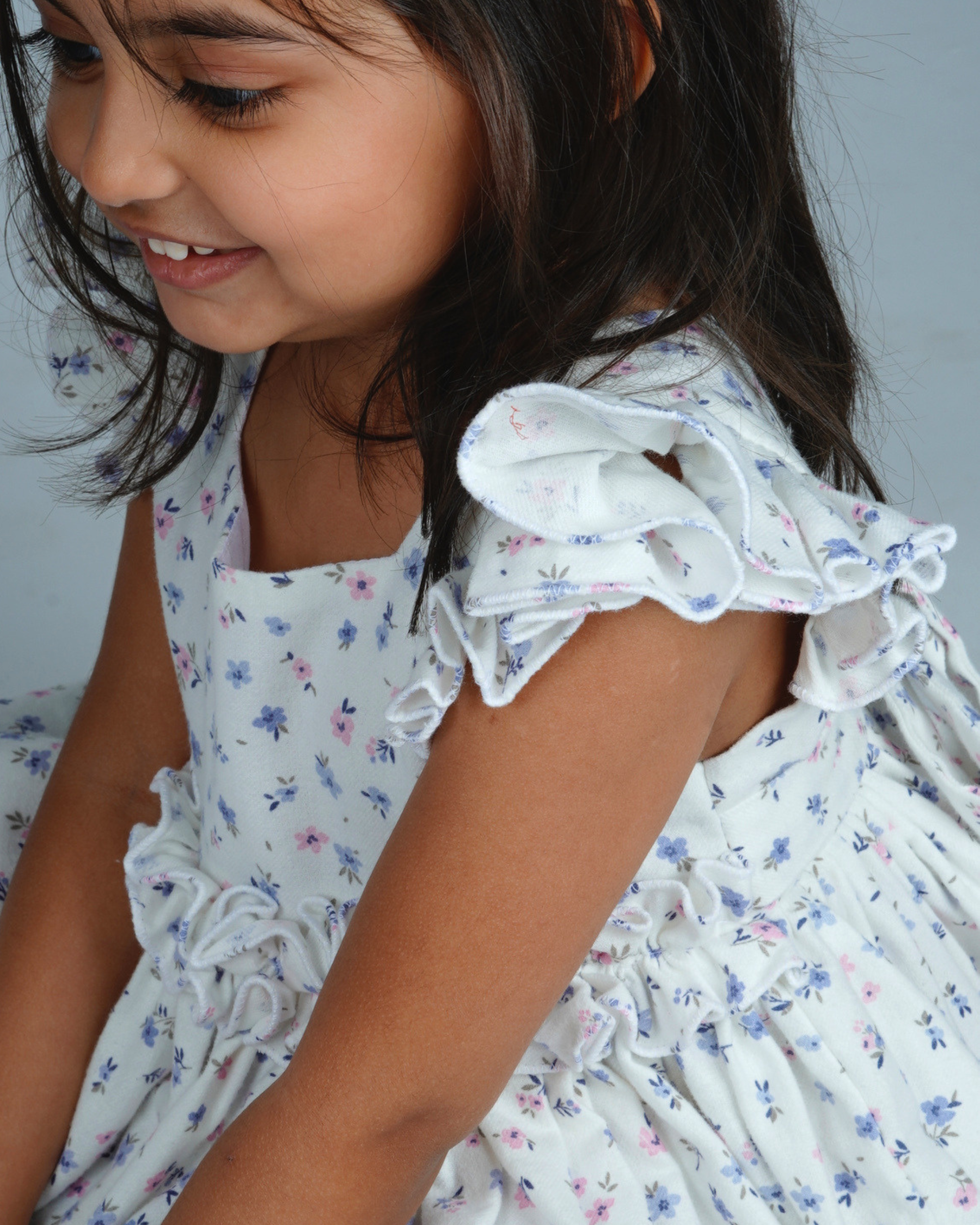 Faye Blue & Pink Print Frill Dress_Girls Casual Dresses