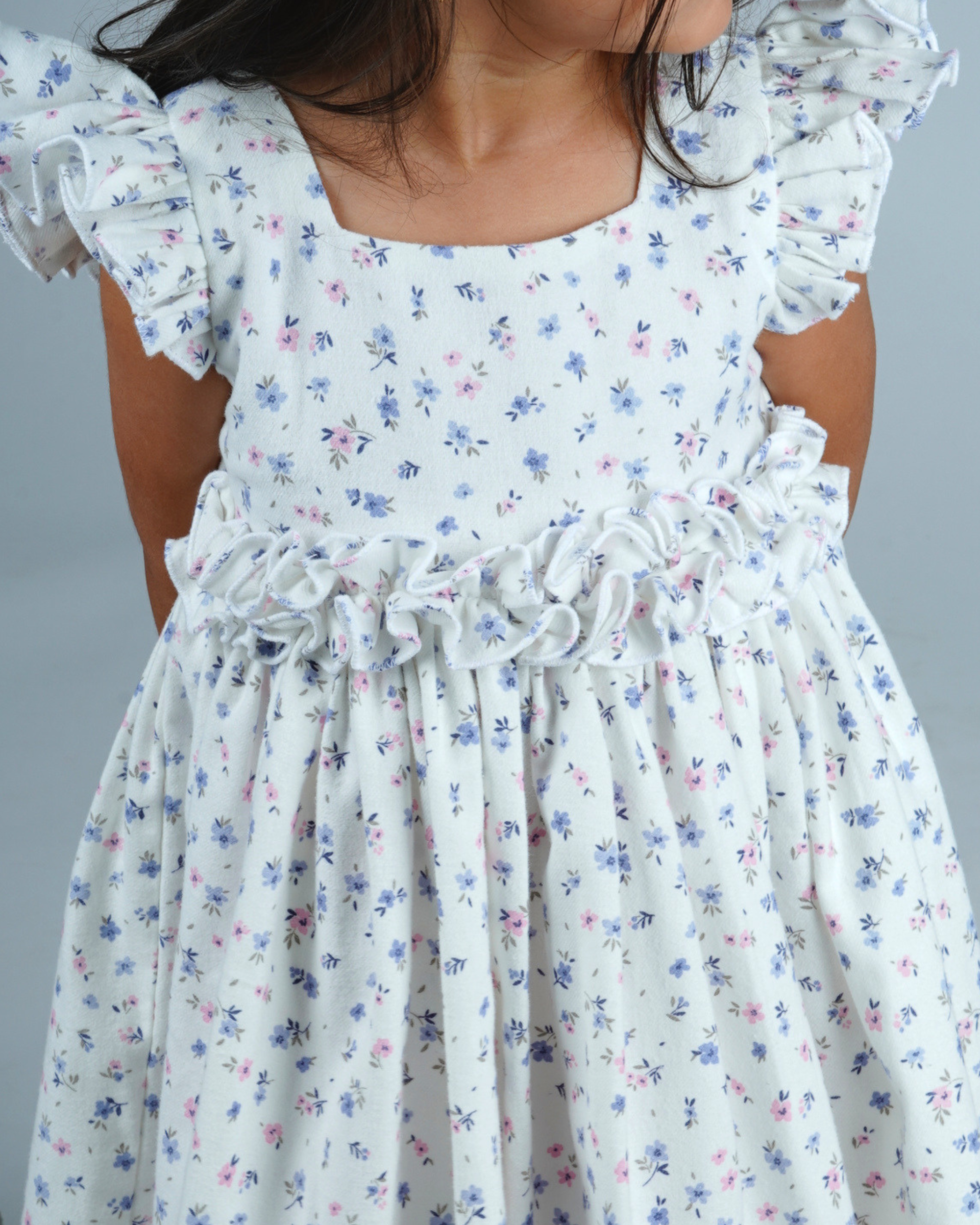 Faye Blue & Pink Print Frill Dress_Girls Casual Dresses