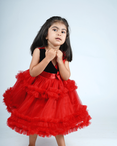 Faye Black & Maroon Tiered Dress_Girls Dresses