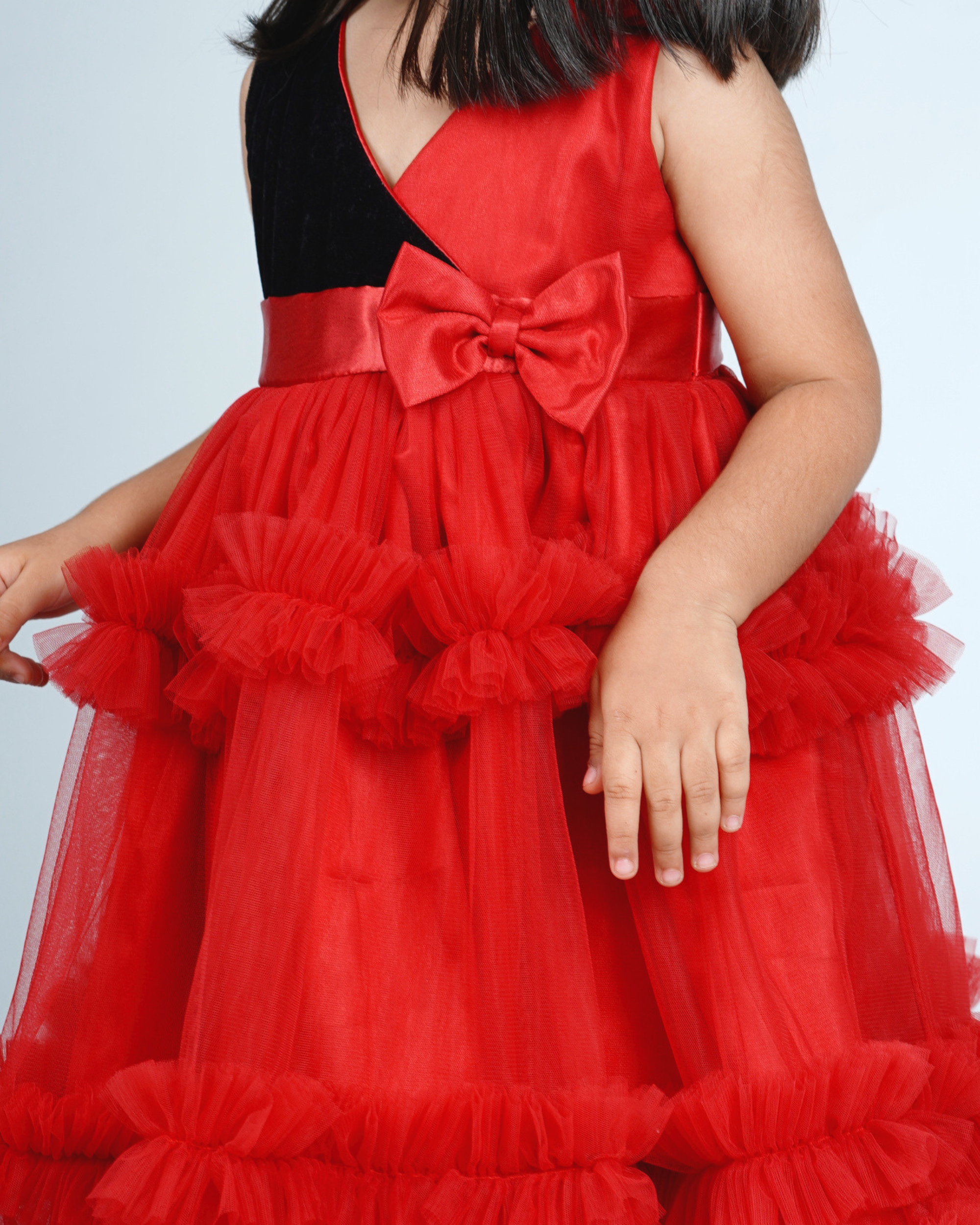 Faye Black & Maroon Tiered Dress_Girls Dresses