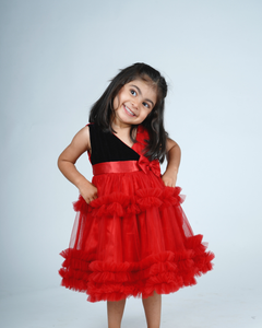 Faye Black & Maroon Tiered Dress_Girls Dresses