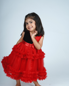 Faye Black & Maroon Tiered Dress_Girls Dresses