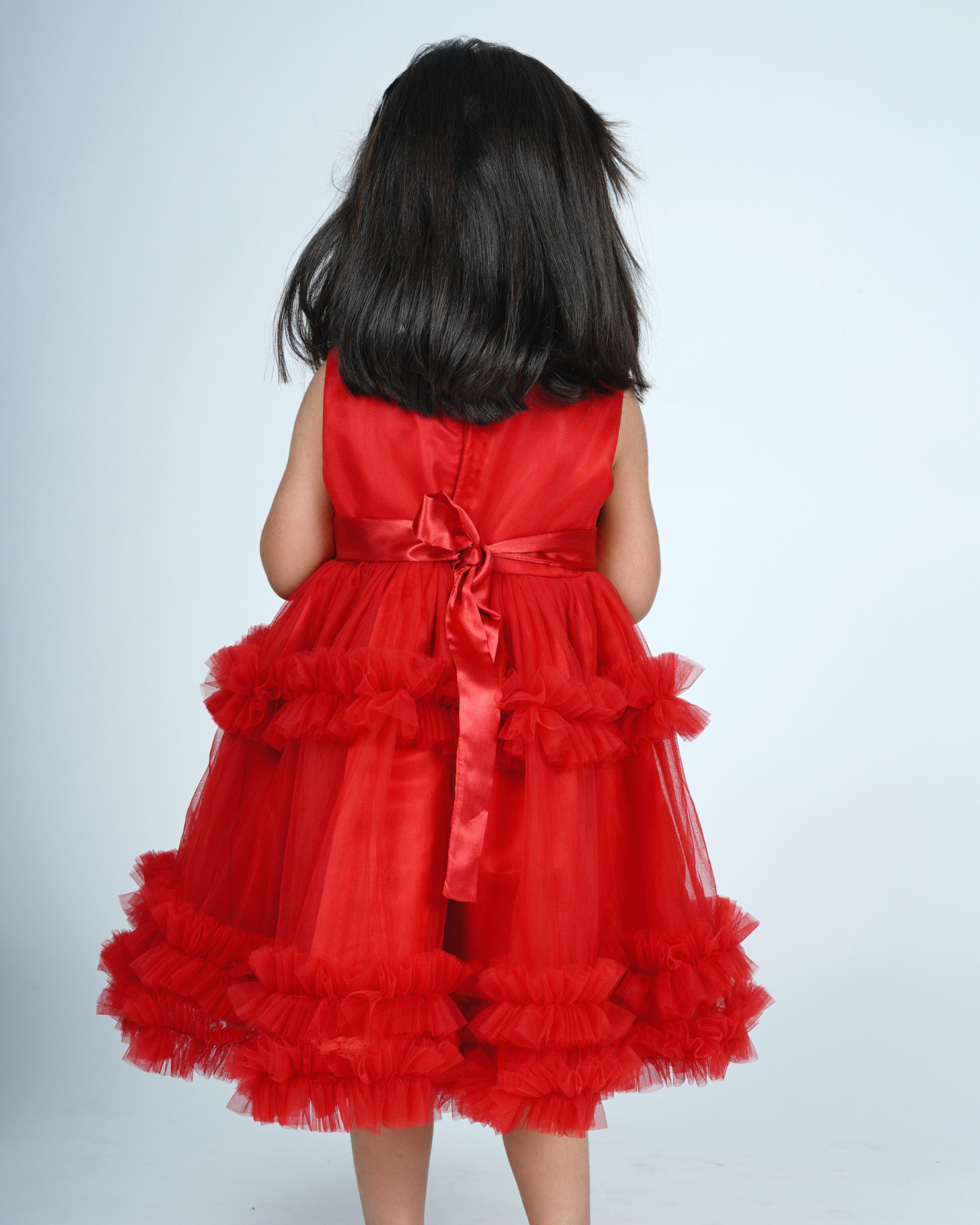 Faye Black & Maroon Tiered Dress_Girls Dresses