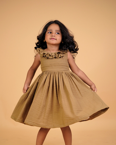 Faye Sage Green Seersucker Ruffle Dress for little girls, online, kids dresses for baby girl