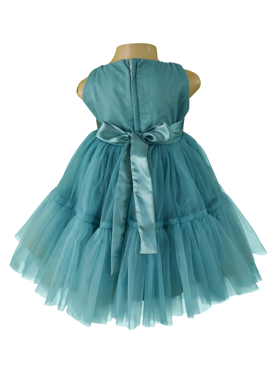 Aegean Teal Embroidered Tiered Dress