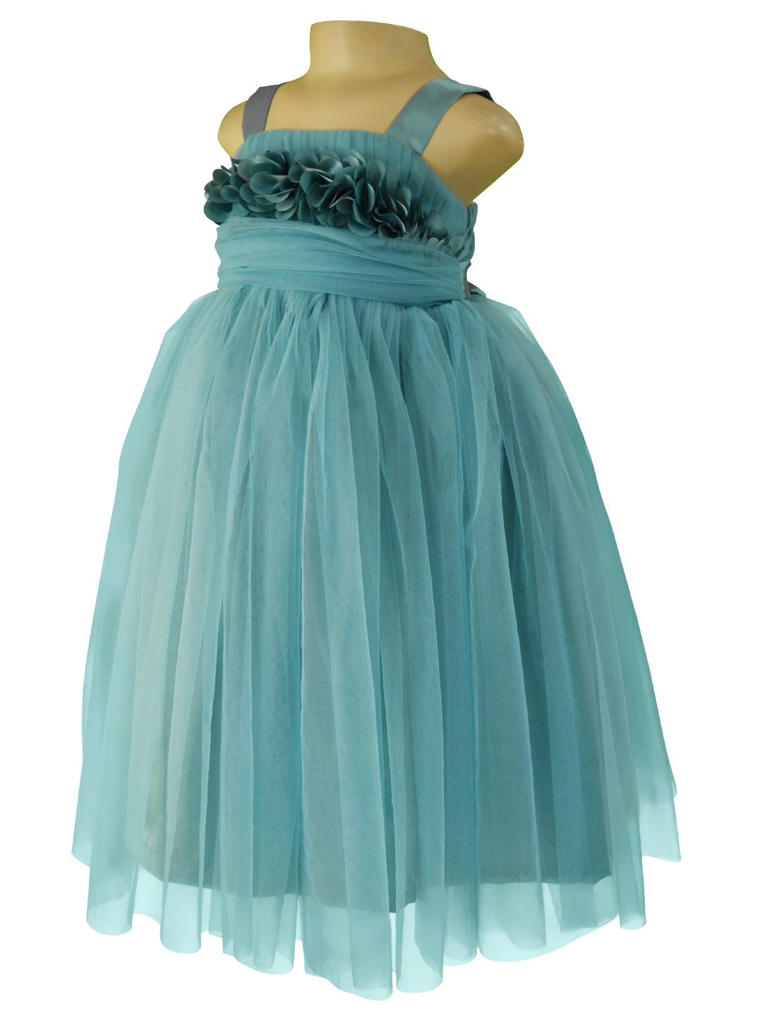 Faye Aegean Teal Floral Gown for baby girls