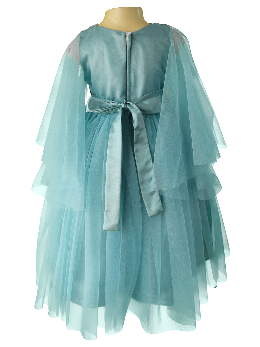 Aegean V-Neck Gown with waterfall sleeves. 