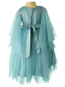 Aegean V-Neck Gown with waterfall sleeves. 