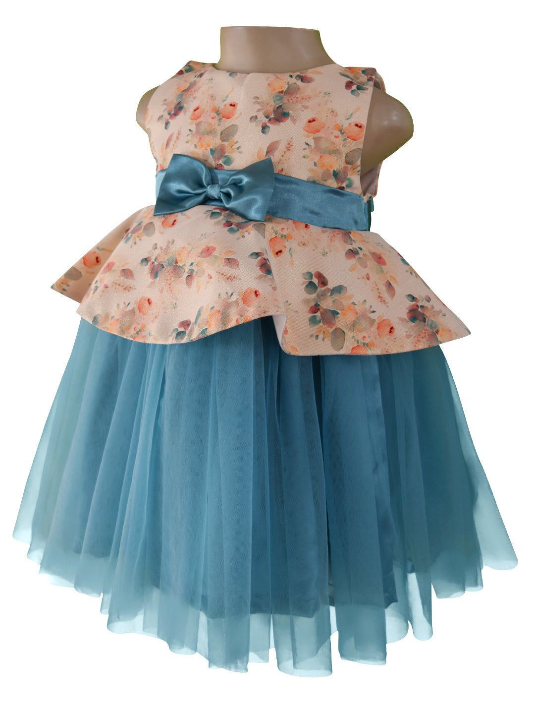 Faye Agean Teal Peplum Dress for Baby Girls