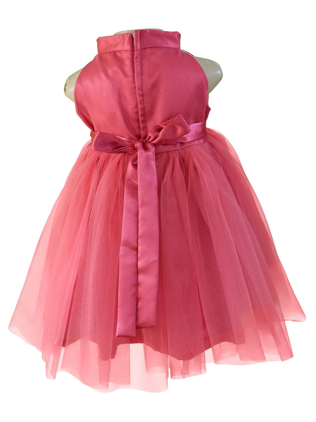 Berry Emboridered High Neck Dress for little girls