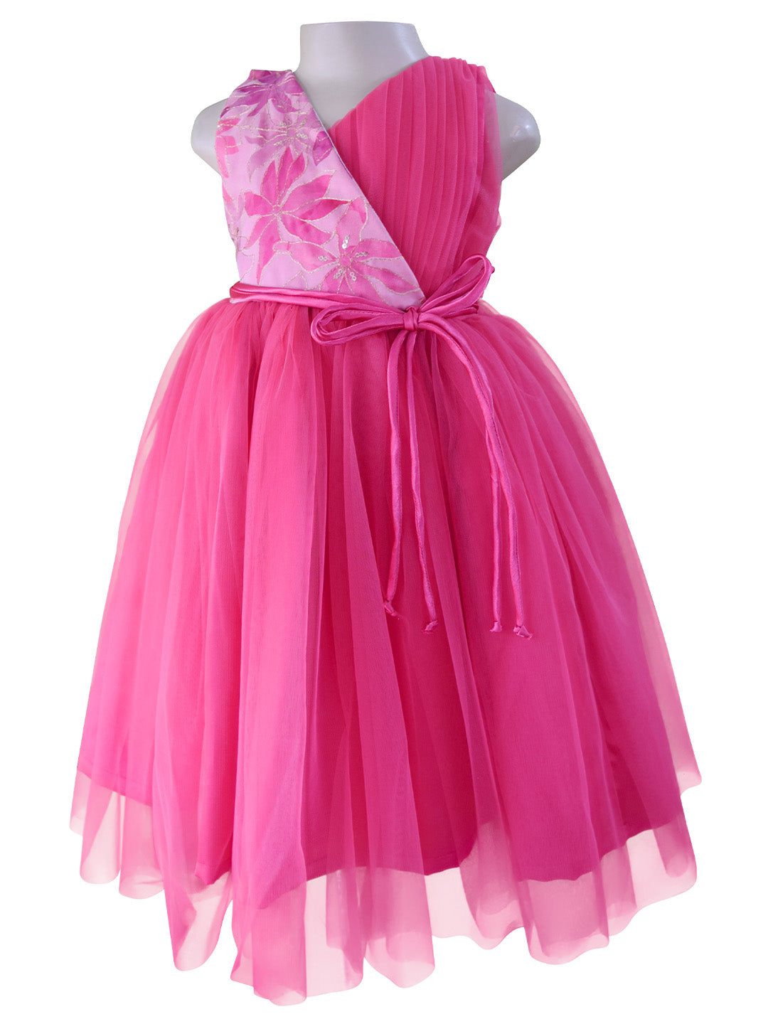 Faye Berry Tissue Gown with a crossover v-neck.