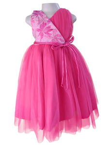 Faye Berry Tissue Gown with a crossover v-neck.