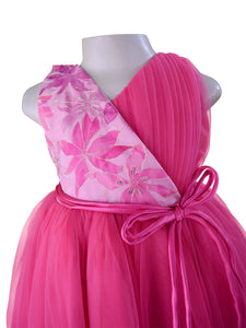 Faye Berry Tissue Gown with a crossover v-neck.