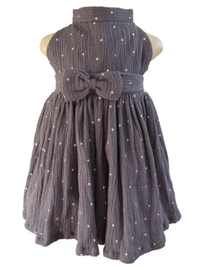 Faye Casual Black and Cream Polka Dot High Neck Dress 