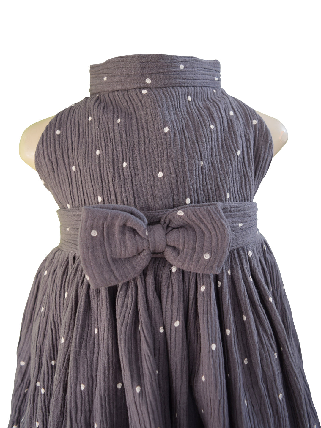 Faye Casual Black and Cream Polka Dot High Neck Dress 