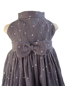 Faye Casual Black and Cream Polka Dot High Neck Dress 