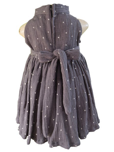 Faye Casual Black and Cream Polka Dot High Neck Dress 