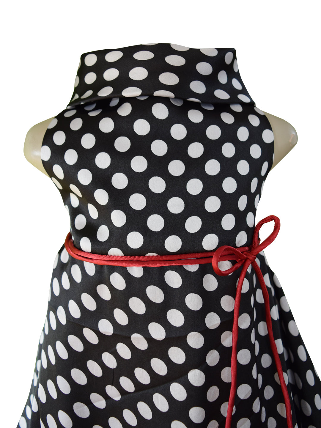 Faye Black and White Polka Cowl Neck Dress for little girls