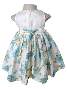 Back view of Faye Blue Floral Lace Dress for kids
