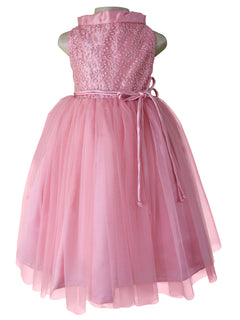 Gown for Baby Girls_Faye Blush Self Tie Gown