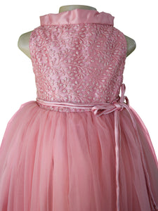 Faye Blush Self Tie Gown for Girls
