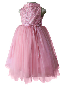 Faye Blush Self Tie Gown for baby girl