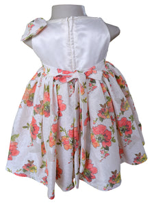 A coral Floral Lace Bow Dress for baby girls