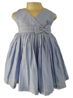 Faye Dusty Blue V-Neck Dress for Kids