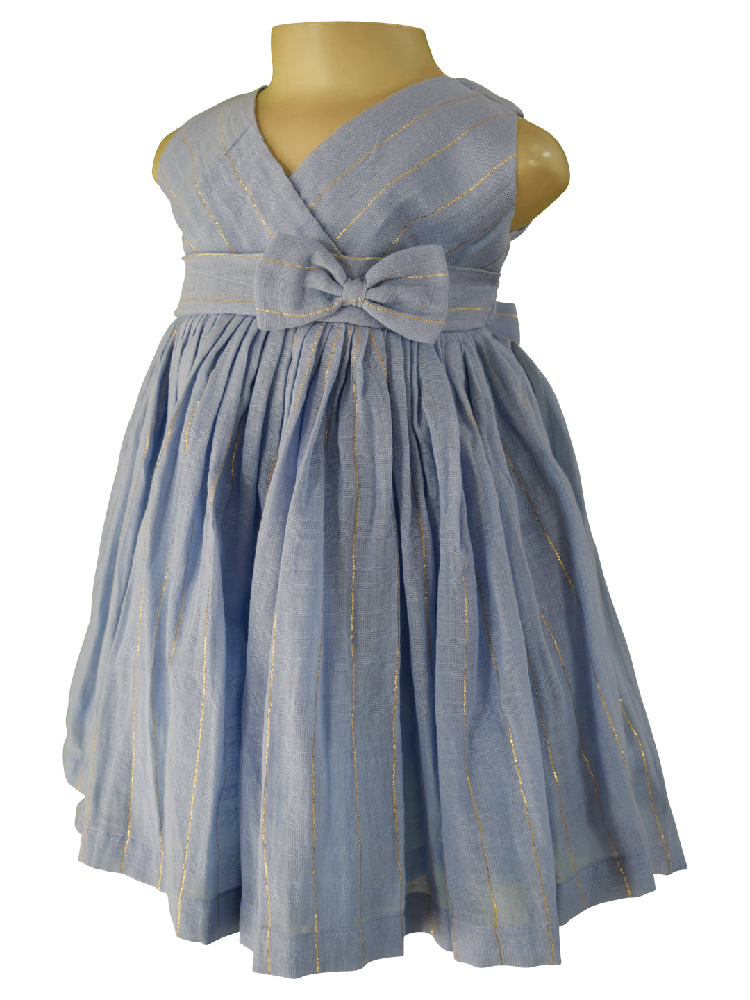 Kids Dress_Faye Dusty Blue V-Neck Dress