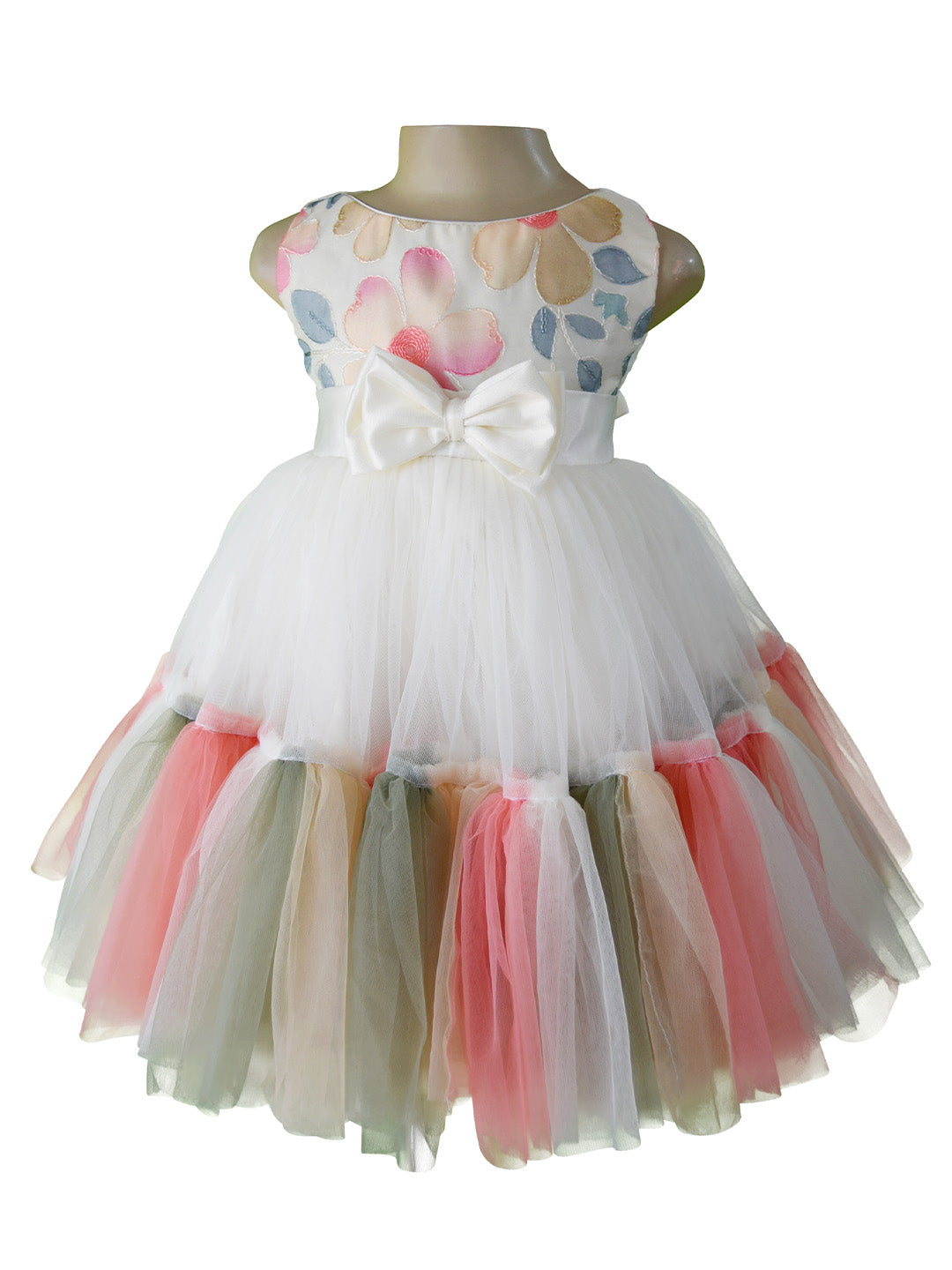 Faye Embroidered Tiered Pastel Dress for little girls
