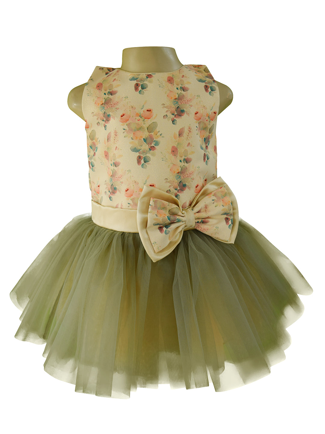 Faye Olive Green and Gold Digiprint Tutu Dress for little girls