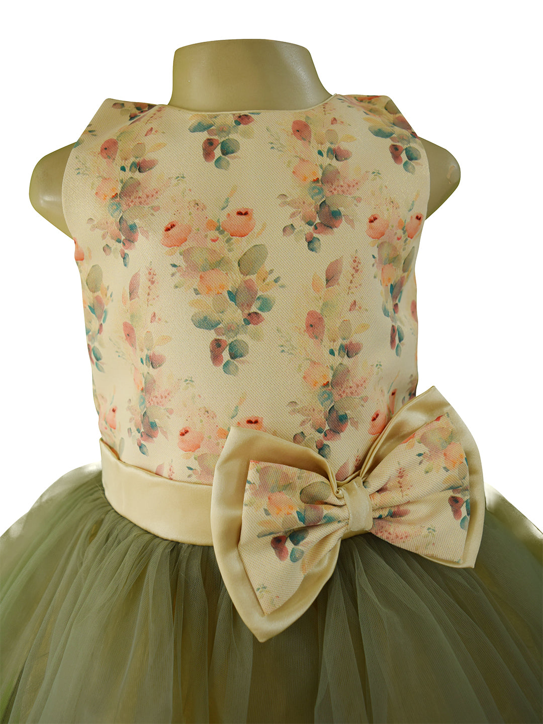 Faye Olive Green and Gold Digiprint Tutu Dress for little girls