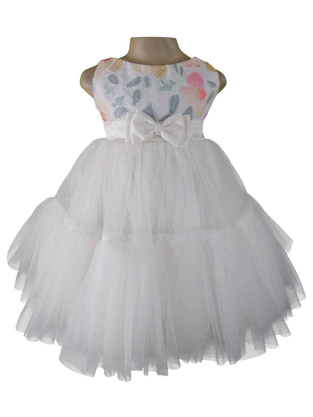 Girls Party Dress | Faye Ivory Embroidered Tiered Dress