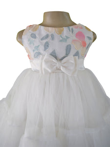 Faye Ivory Embroidered Tiered Dress for Girls