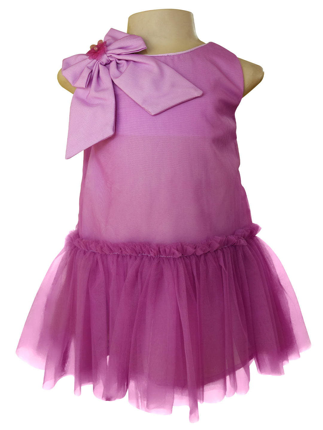 Kids Frock, Faye Lilac Net A line Bow Dress