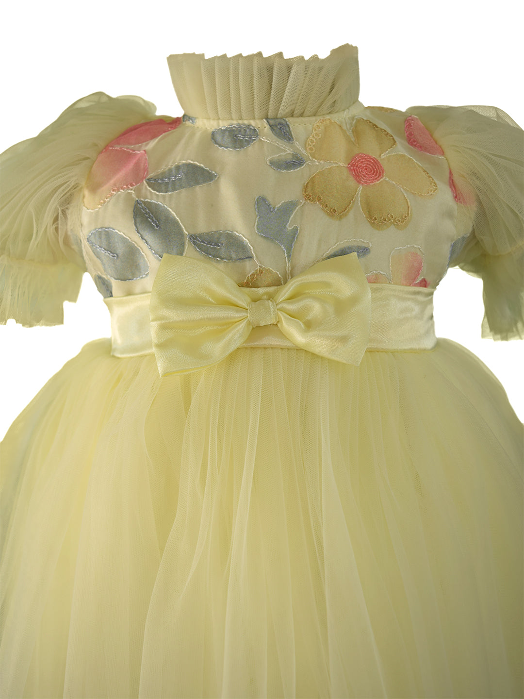 Faye Lime Yellow Embroiderd Dress for girls