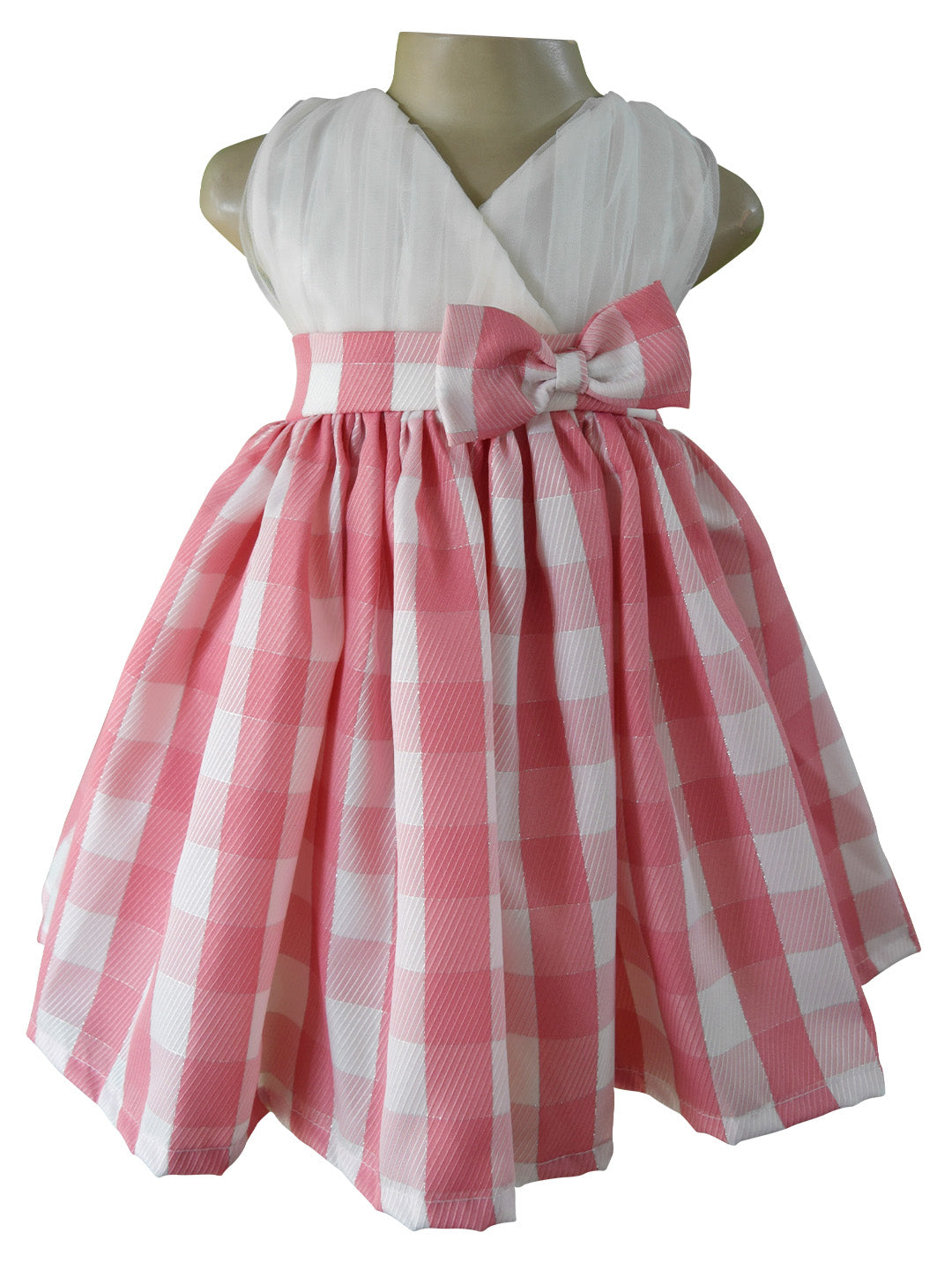 Faye Peach and White Checks Dress 