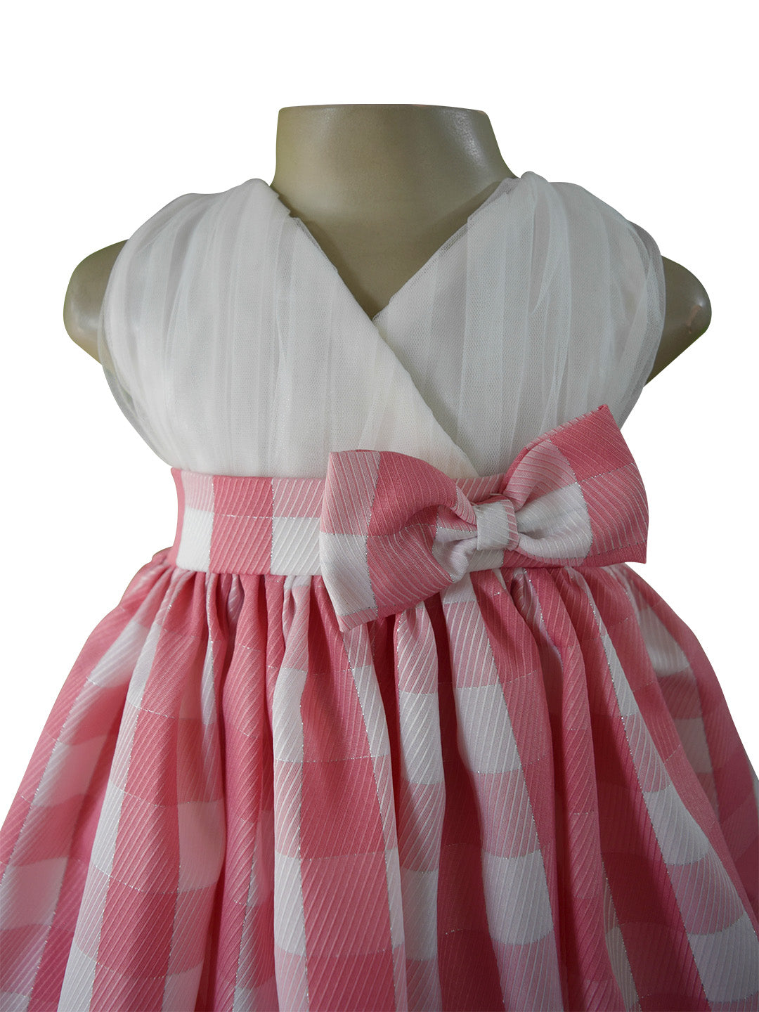 Faye Peach and White Checks Dress | Party Dresses for little girls