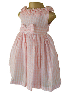 Faye Pink Checks Ruffled Dress for kids