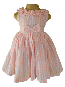 Faye Pink Checks Ruffled Dress