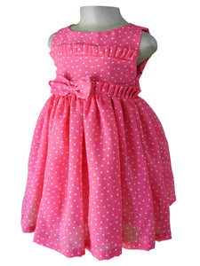Faye Pink Polka Ruffled Dress for kids