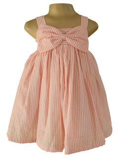 Kids Dress_Faye Pink Stripe Bow Dress