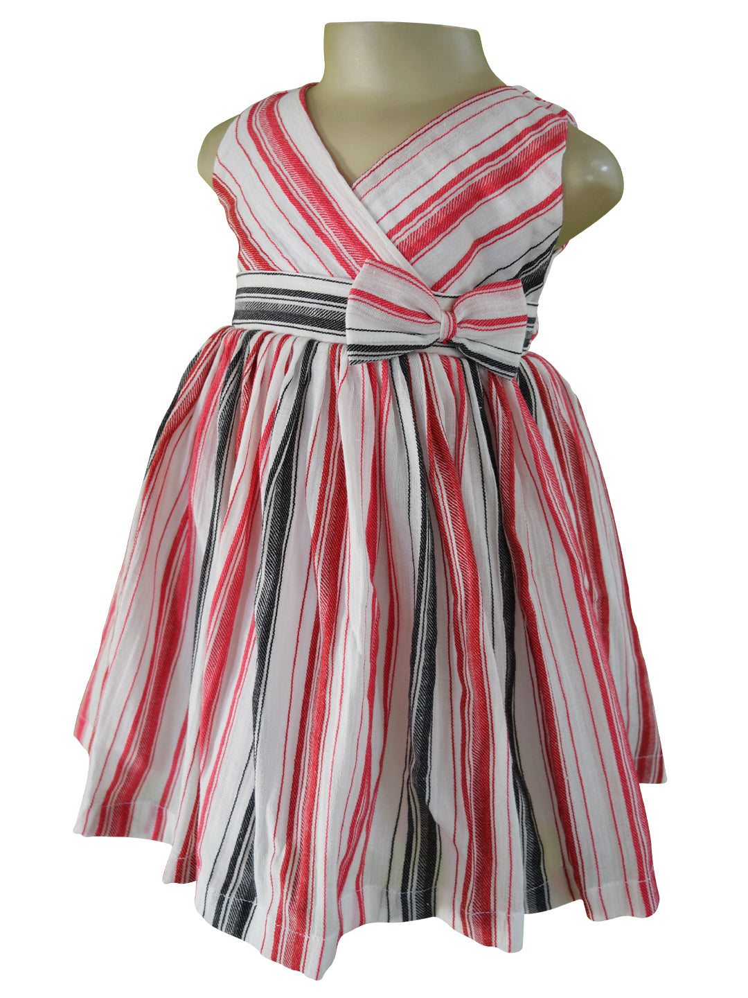 Faye Red & Black Striped Dress for Kids