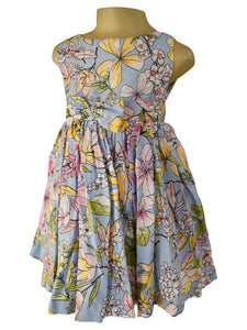 Faye Sky Blue Floral Dress for kid girls